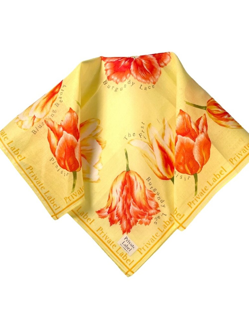 Vintage NWT Private Label Botanical Tulip Cotton Scarf